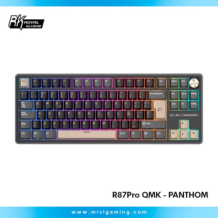 Teclado Mecanico Royal Kludge (R87Pro QMK) Phantom - Single-Mode - Switch Creamy
