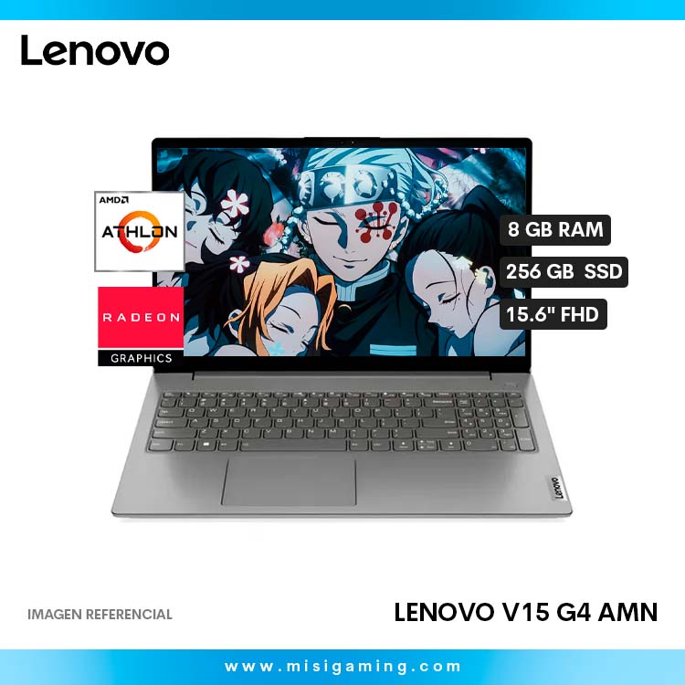 Laptop Lenovo V15 G4 AMN - Procesador Amd Athlon Silver 7120U - Memoria Ram 8Gb - Almacenamiento 256Gb Ssd - 15.6" FHD