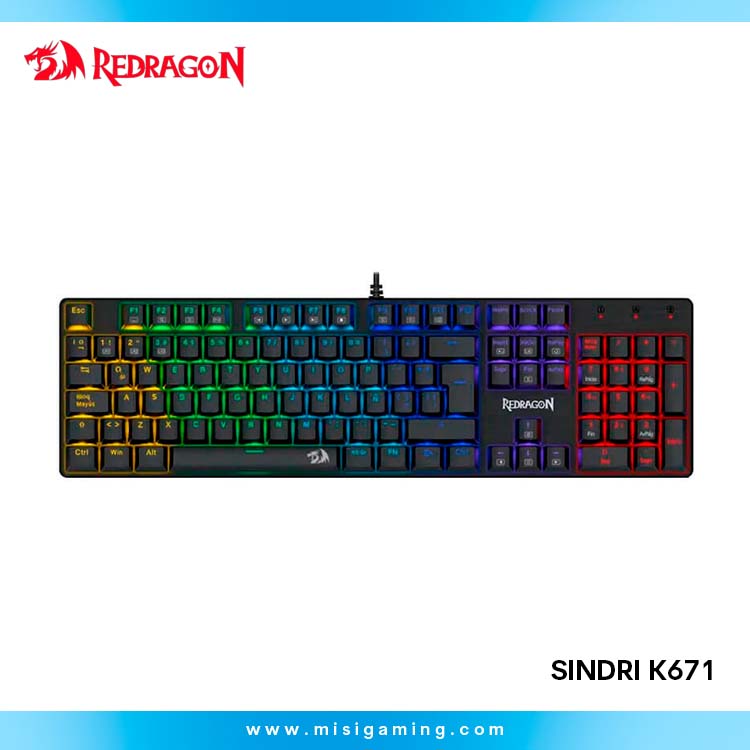 Teclado Redragon SINDRI K671 Cableado Español - RED SWITCH
