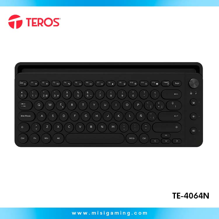 TECLADO INALAMBRICO TEROS (TE-4064N) USB/BT/RECARGABLE NEGRO