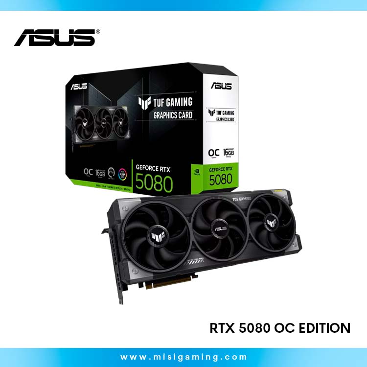 TARJETA DE VIDEO ASUS TUF GAMING GEFORCE RTX 5080 16GB GDDR7 OC EDITION CUDA 10752 256-BIT HDMI DP ARGB TUF-RTX5080-O16G-GAMING