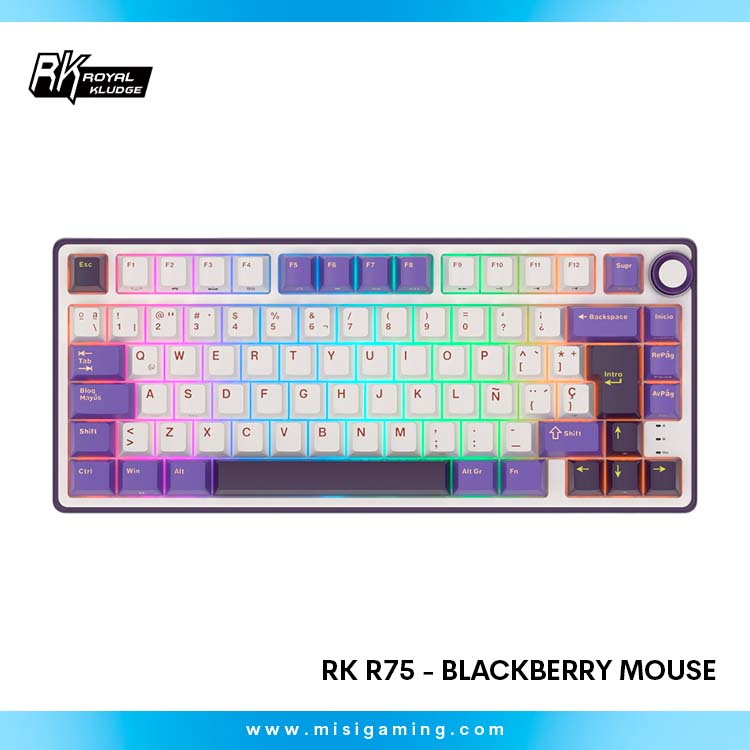 Teclado Royal Kludge RK R75 Cableado BLACKBERRY MOUSE - K SILVER SWITCH