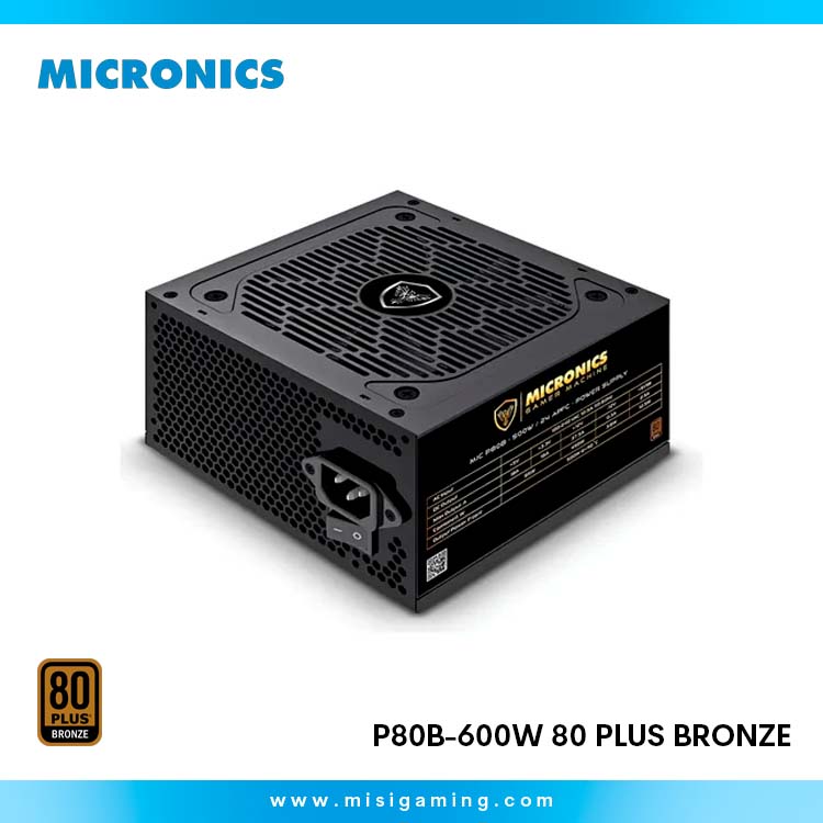 FUENTE DE PODER MICRONICS P80B-600W 80 PLUS BRONZE