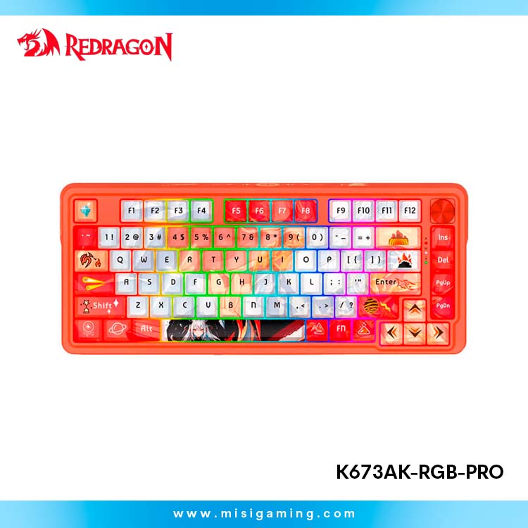 Teclado Mecanico Redragon Ucal Pro - Tri Modes (2.4Ghz - BT- Usb ) - Switch Mint Mambo - Anime