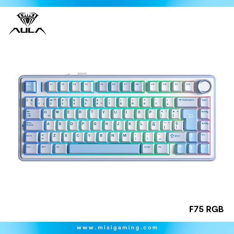 Teclado Aula F75 RGB Inalambrico Español WHITE/CYAN - REAPER SWITCH