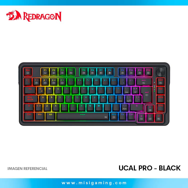 Teclado Redragon Ucal Pro - Tri Modes (2.4Ghz - BT - Alambrico ) - Switch Red - Black