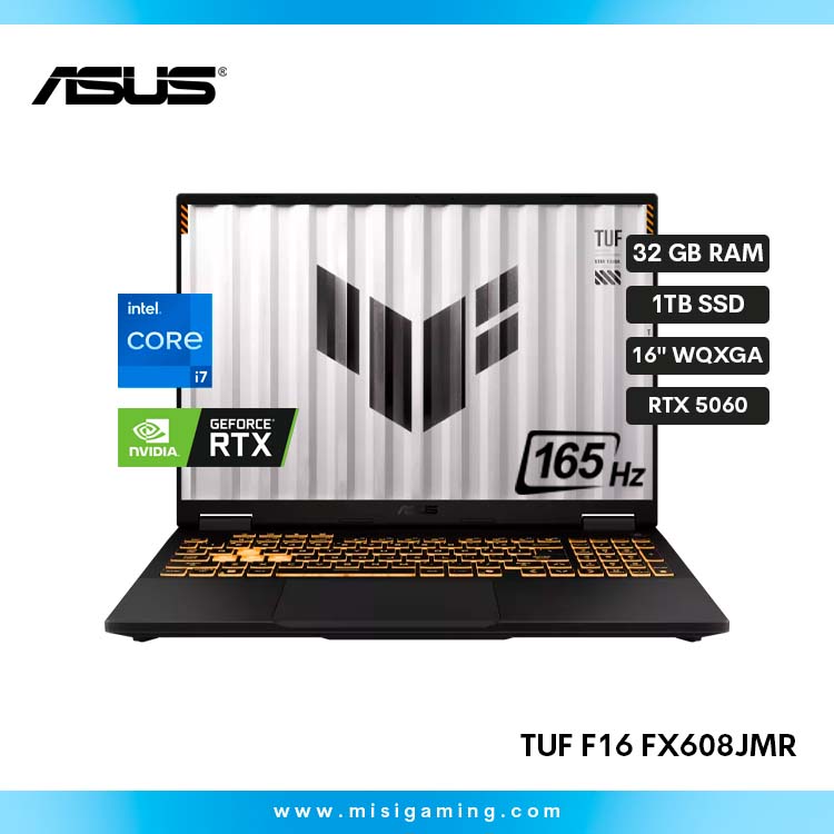 ASUS TUF F16 FX608JMR GAMING Core™ i7-14650HX 1TB SSD 32GB 16" (1920x1200) 165Hz IPS WIN11 NVIDIA® RTX 5060 8192MB JAEGAR GRAY Backlit Keyboard