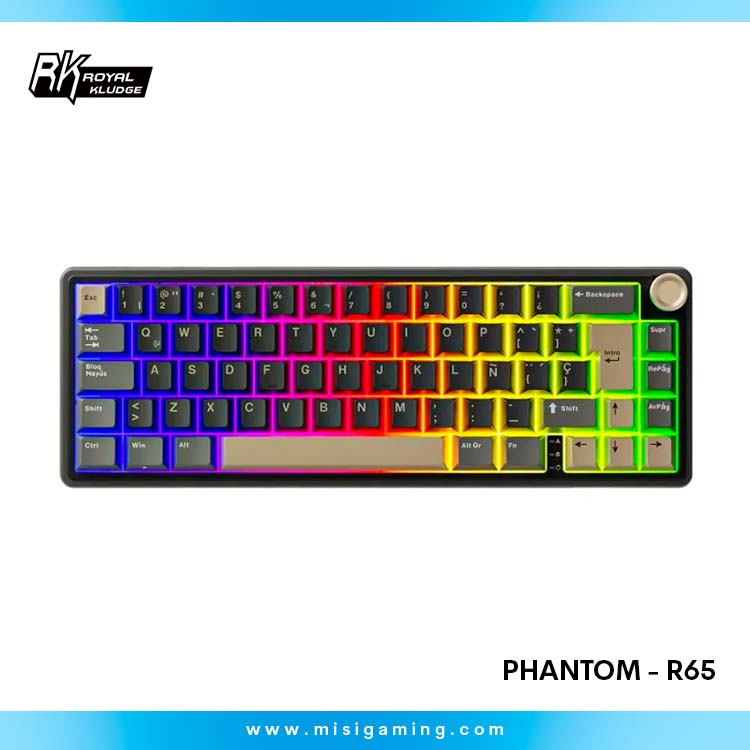 Teclado Mecanico Royale Klugde (R65 QMK) Phantom - 65% -Single Mode (USB) -Switch Chartreuse