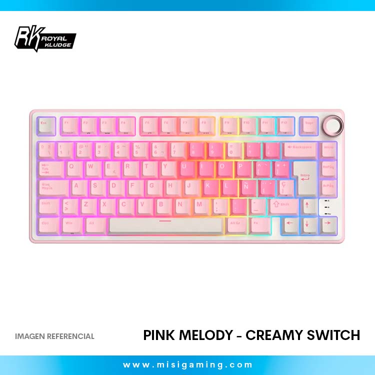 Teclado Royal Kludge RK R75 Cableado PINK MELODY - CREAMY SWITCH
