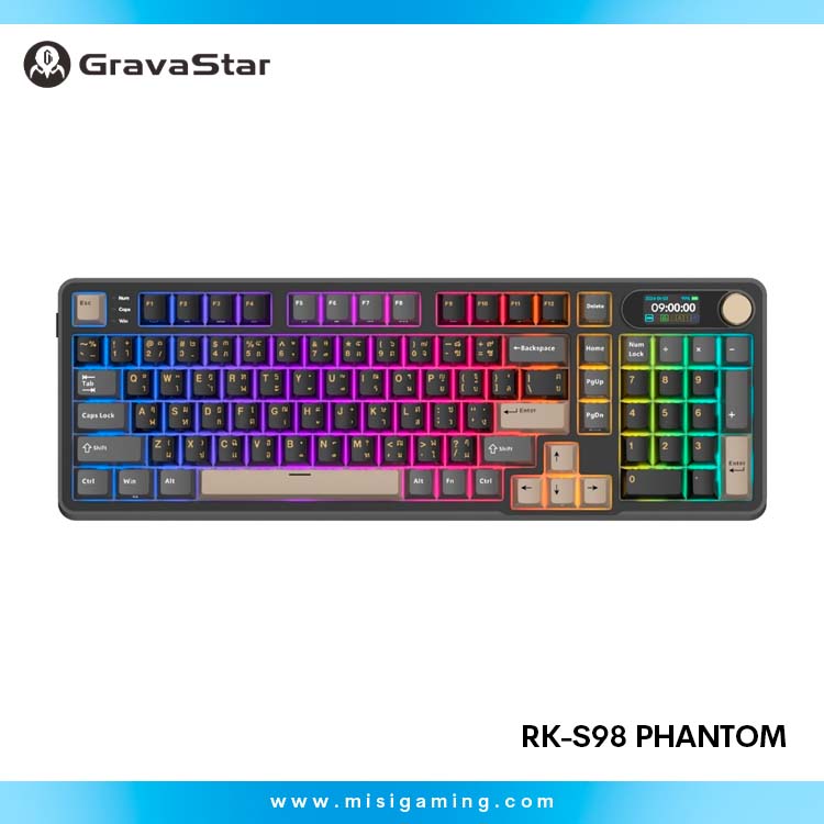 Teclado Mecanico Royal Kludge (RK-S98) Phantom - 75% - Tri Modes (BT-2.4Gh-USB) -Switch Chartreuse
