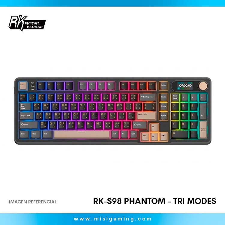 Teclado Mecanico Royal Kludge (RK-S98) Phantom - Tri Modes (BT-2.4Gh-USB) -Switch Chartreuse