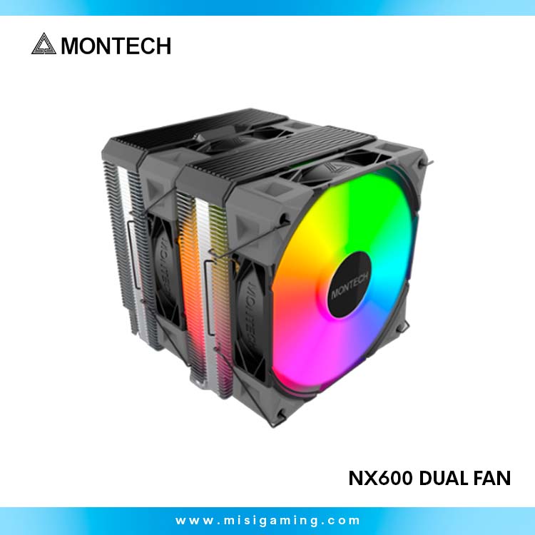 Disipador Por Aire Montech Nx600 - Dual Fan - ARGB - Black