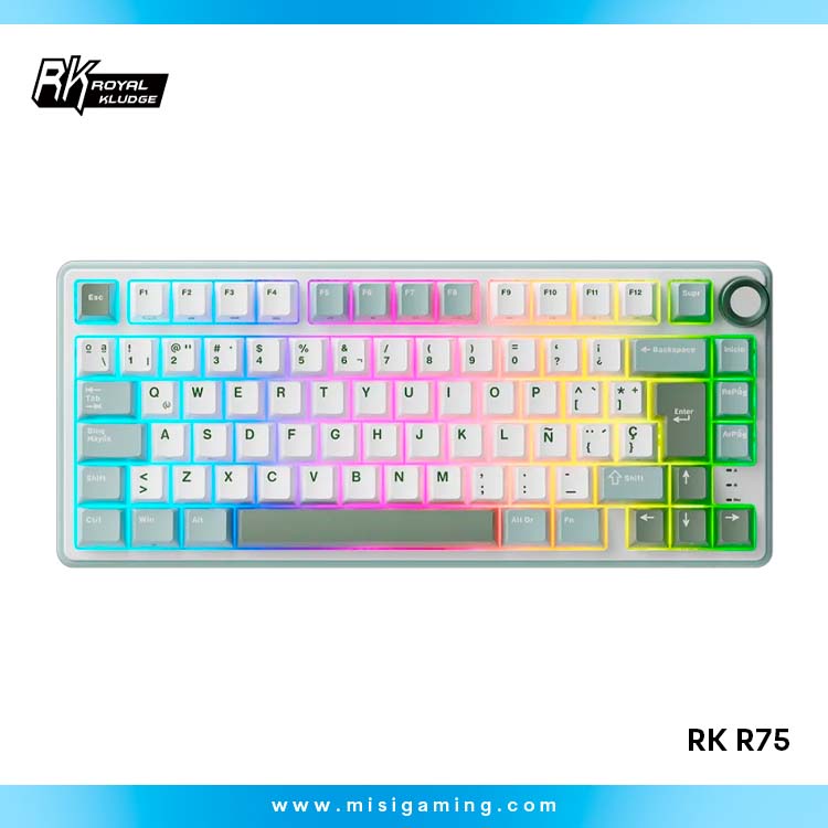Teclado Royal Kludge RK R75 Cableado SKYCYAN - K SILVER SWITCH