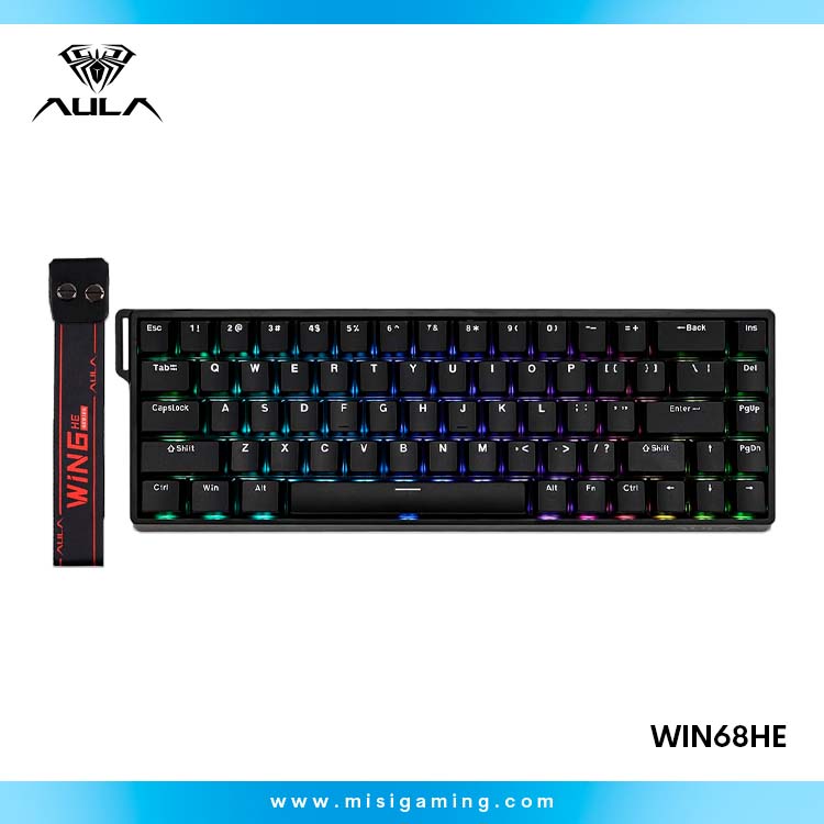 Teclado Aula WIN68HE Cableado BLACK - GRAY WOOD MAGNETIC SWITCH