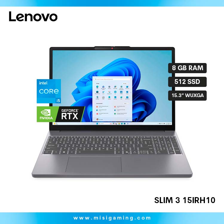 Laptop Lenovo IdeaPad Slim 3 15IRH10 - Procesador Intel Core i5 13420H - Memoria 8Gb Ram - Almacenamiento 512Gb Ssd - FHD 15.3"