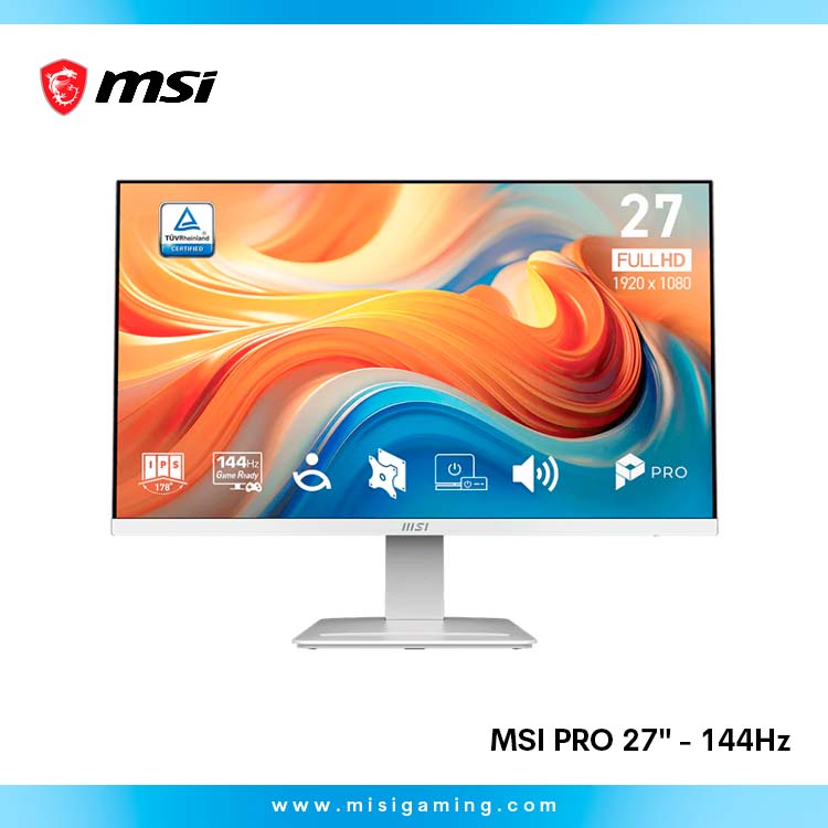 Monitor Msi Pro 27" - MP273W E14A - 144Hz - 1 Ms - IPS - FHD (1920x1080 ) - White