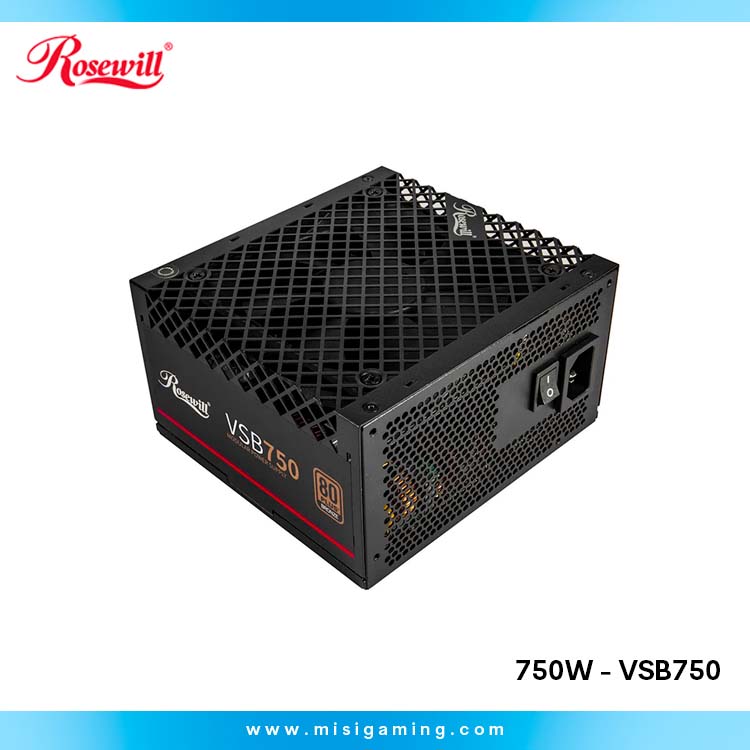 Fuente De Poder Rosewill 750W - VSB750 - 80+ Plus Bronze - PciE 5.0 - ATX 3.1 - Semi modular - Black