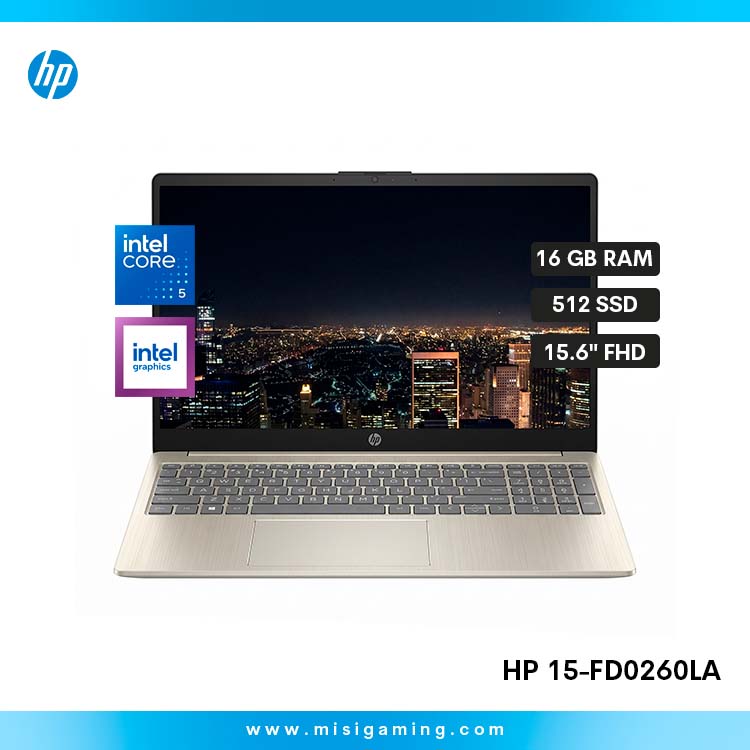 Laptop Hp 15-fd0260la - Procesador Intel Core 5 120U - Memoria Ram 16Gb - Almacenamiento 512Gb Ssd - 15.6" FHD