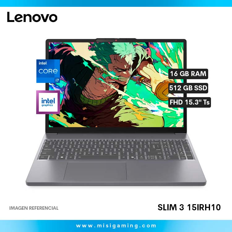 Laptop Lenovo IdeaPad Slim 3 15IRH10 - Procesador Intel Core i7 13620H - Memoria 16Gb Ram - Almacenamiento 512 Gb Ssd - FHD 15.3" Ts