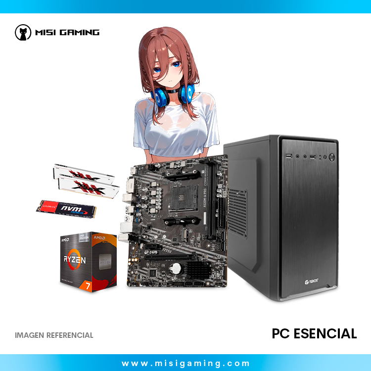 PC ESENCIAL RYZEN 7 5700G 16 GB MEMORIA RAM 512 GB ALMACENAMIENTO A520M