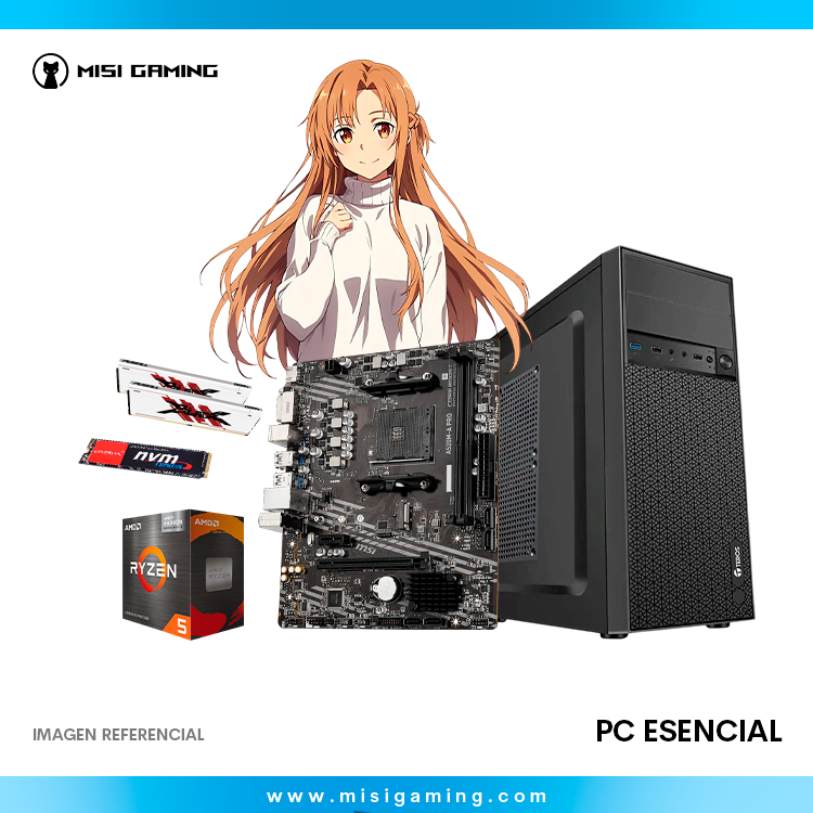 PC ESENCIAL RYZEN 5 5600G 8 GB MEMORIA RAM 256 GB ALMACENAMIENTO A520M