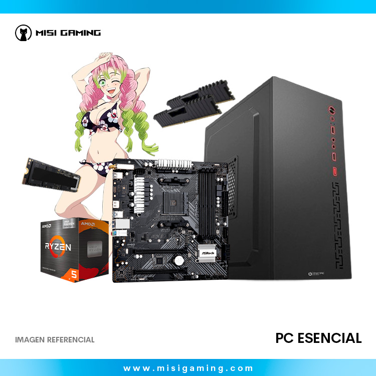 PC ESENCIAL RYZEN 5 5600G 16 GB MEMORIA RAM 1 TB ALMACENAMIENTO B450M WIFI CASE GAMER MONITOR 144HZ COMBO GAMER