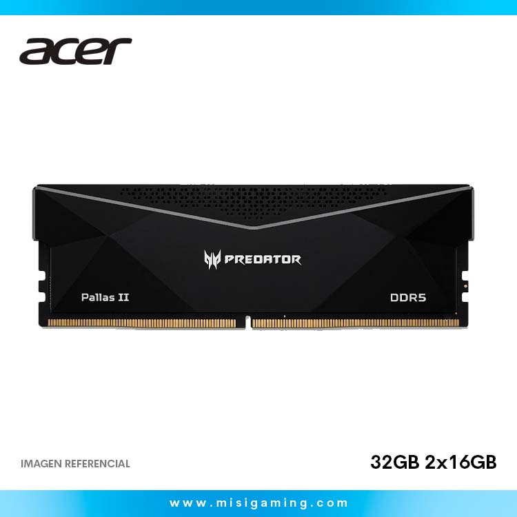 Memoria Ram Acer Predator Pallas II 32Gb (2x16Gb) - 6000Mhz - Cl32 - Ddr5 - Black