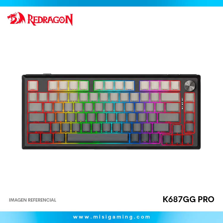 Teclado Mecanico Redragon Penumbra Pro - K687GG Pro - Tri Modes (2.4Ghz - BT- Usb ) - Switch Lion L - Black