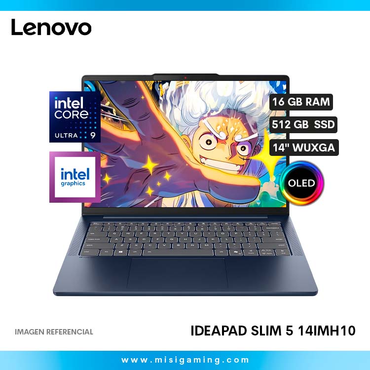 Laptop Lenovo IdeaPad Slim 5 14IMH10 - Procesador Intel Core Ultra 9 185H - Almacenamiento 512Gbb Ssd - Memoria Ram 16Gb Ddr5 - 14" WUXGA Oled