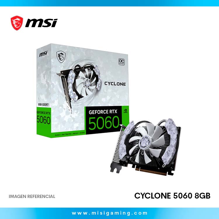 Tarjeta De Video Geforce Nvidia Msi Cyclone 5060 8Gb - Gddr7 - 128 Bits - 1Fan