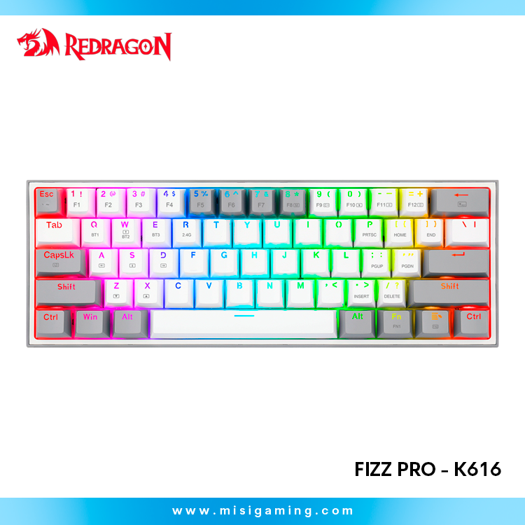 TECLADO MECANICO REDRAGON FIZZ PRO WIRELESS. SPANISH K616-RGB-GW GREY/WHITE