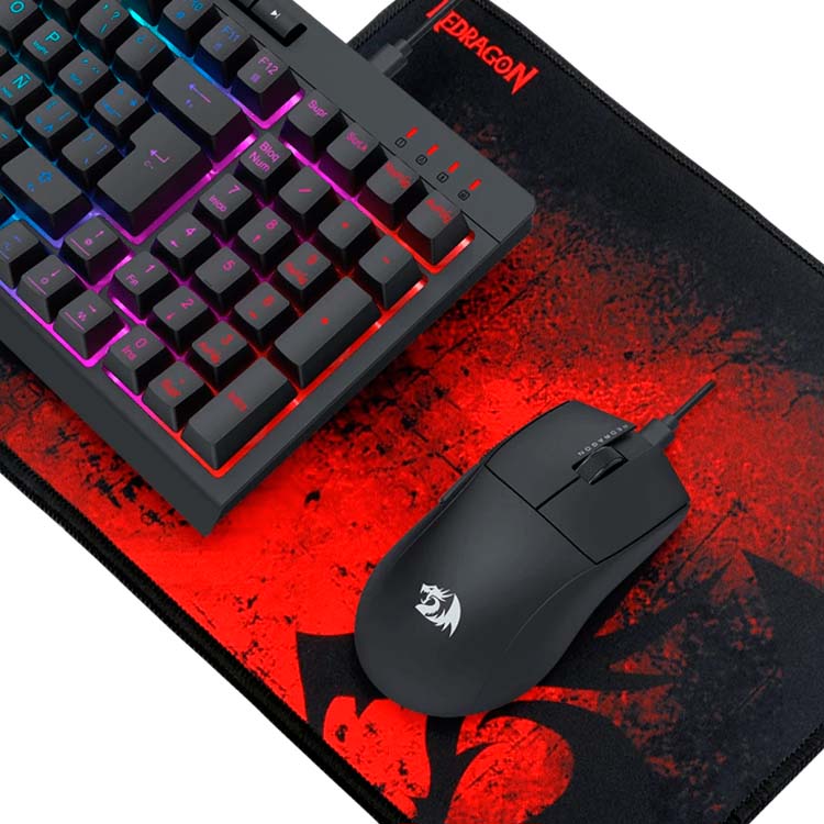 Combo Redragon Gaming Essentials 4 en 1 - Teclado Shiva K515 - Mouse K1ng M724 - Auricular Cronus H211 - MousePad P016 - S147 Sp - Black