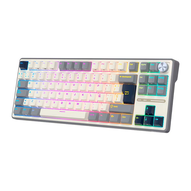 Teclado Mecanico Royal Kludge (R87Pro QMK) Half Grey - Single-Mode - Switch Creamy